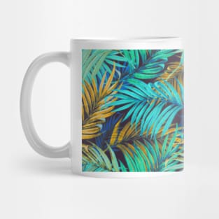 Vintage Palm Leaves acqua and yellow Mug